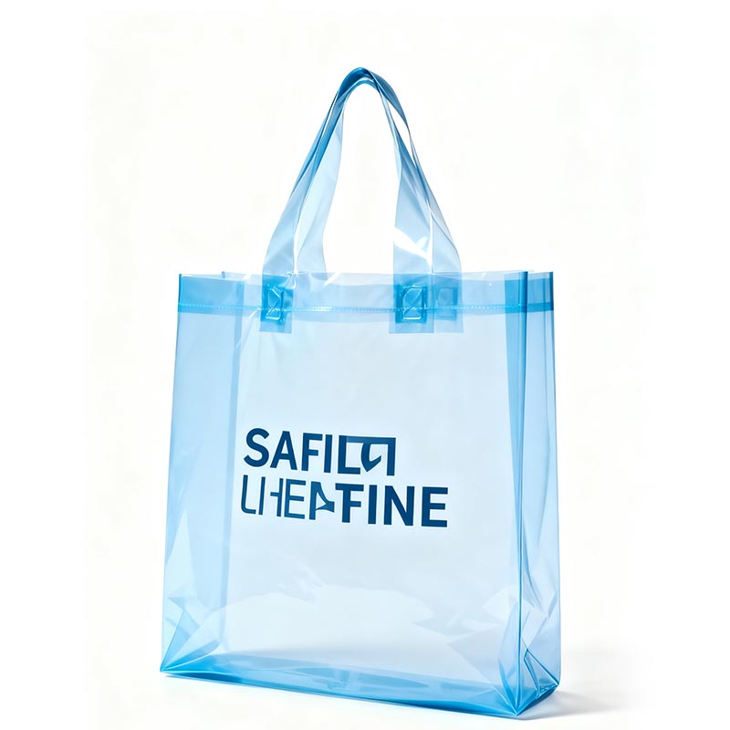 Handlepose i plast med egendefinert logo